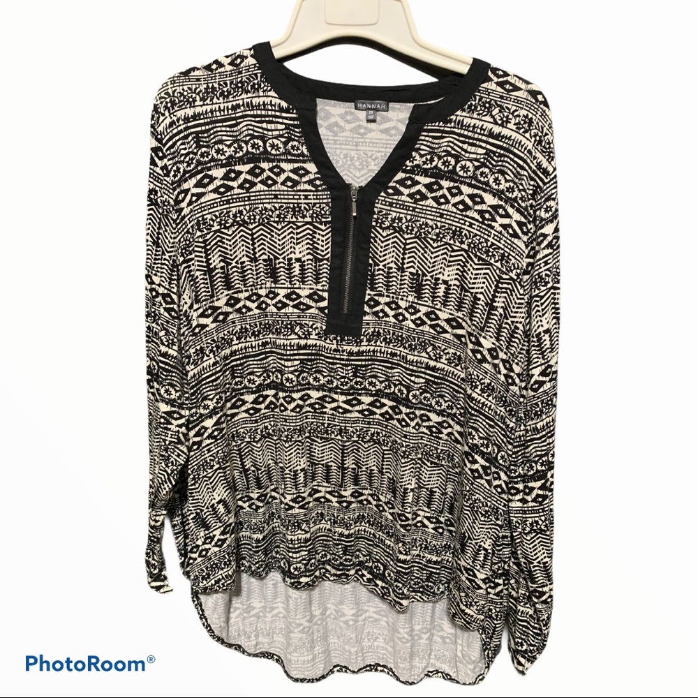 Hannah Hi-Lo Black & White Blouse